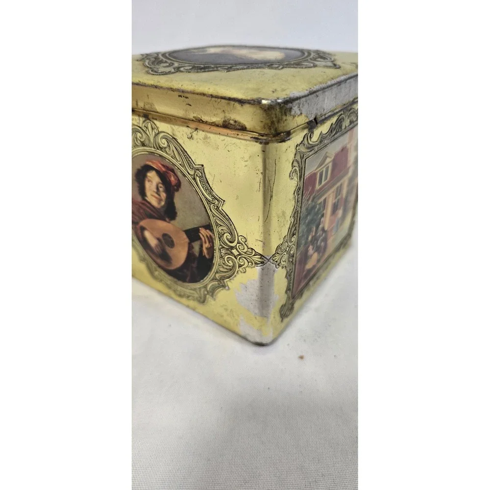 Vtg Victorian style Parisian Florentine mid century tin container Holland